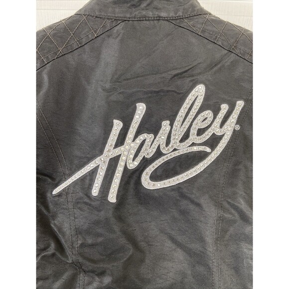 Harley Davidson Black Full Zip Riding Motorcycle Embroidered Jacket Womens S - Picture 8 of 9